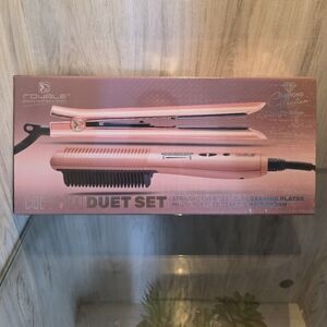 Royale Rose Gold Hair Straightener 1.25" Pure Ceramic Plates & Ceramic Brush